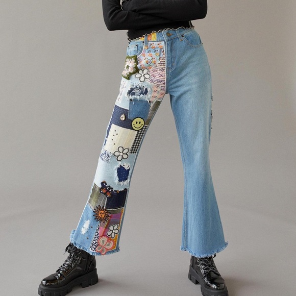 Urban Outfitters Denim - Urban Outfitters BDG Women's Jeans Patchwork Flare Y2K High Rise Rare Crochet 27